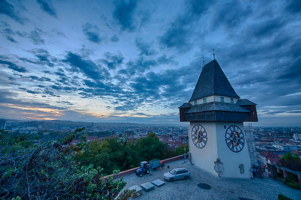 Dawn at the Clock Tower,  Schlossberg, Graz, Austria