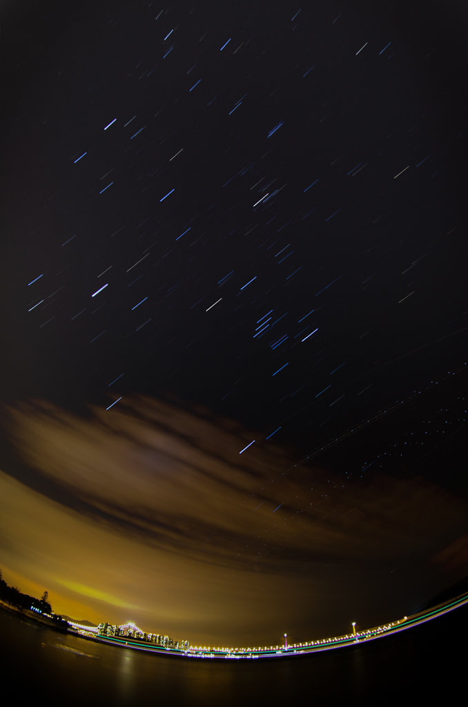 Star Trails above Kap Shui Mun Bridge