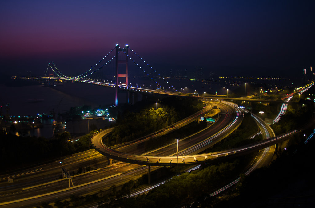 Hong Kong Tsing Ma Bridge at Night